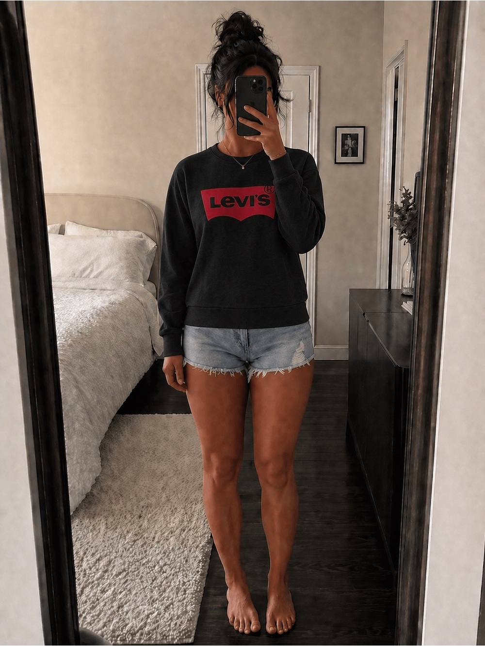 Levi's Black Crewneck Sweatshirt with Red Logo
